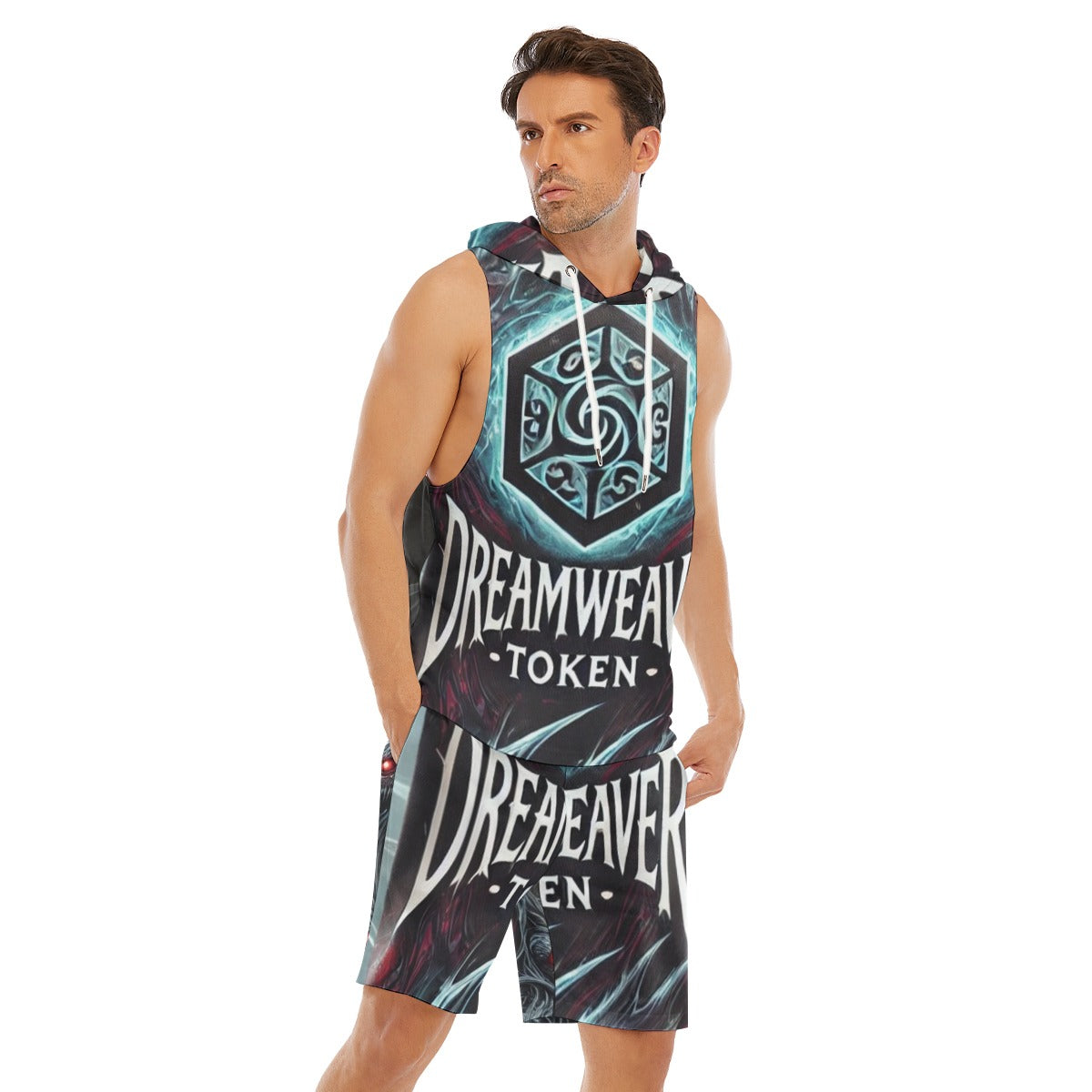 All-Over Print Men's Sleeveless Vest And Shorts Set