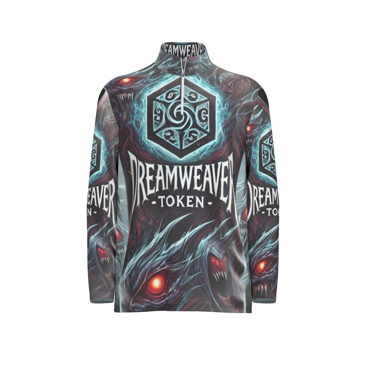 All-Over Print Men's Sports Collar Jersey With Long Sleeve