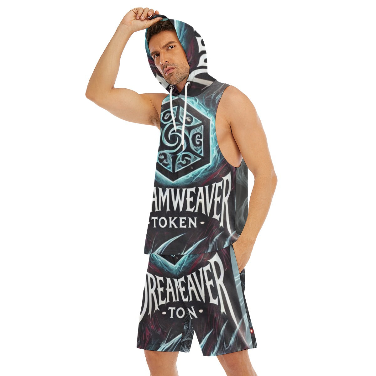 All-Over Print Men's Sleeveless Vest And Shorts Set